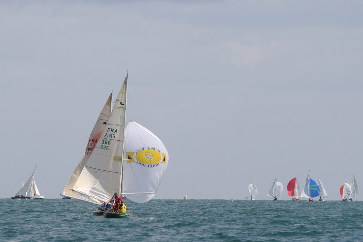 Regatta fleet under spinnakers off Noirmoutier