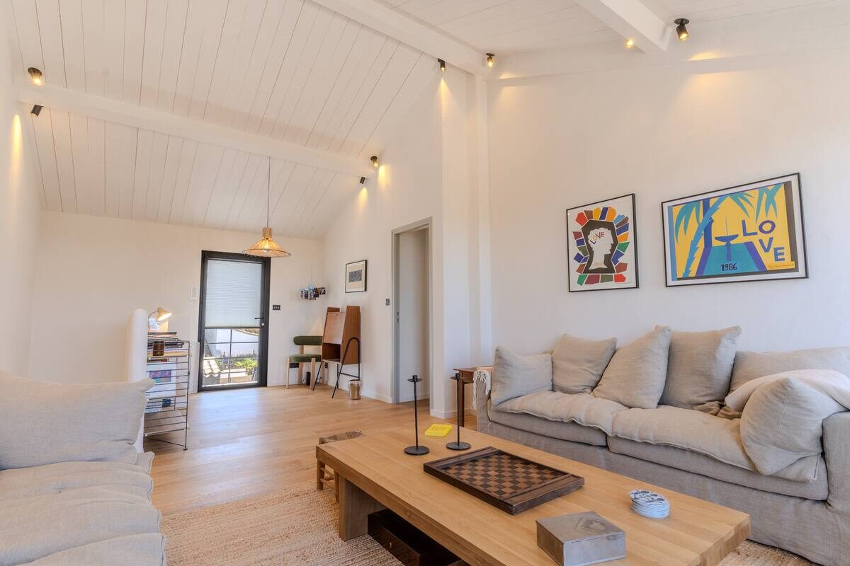 Living room and library